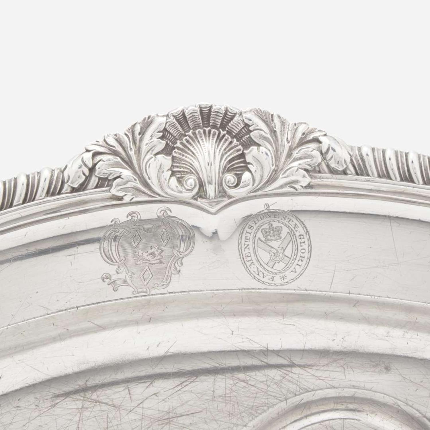 A large George III sterling silver meat tray Partially rubbed maker's mark, likely Joseph Craddock & William Ker Reid, London, 1818