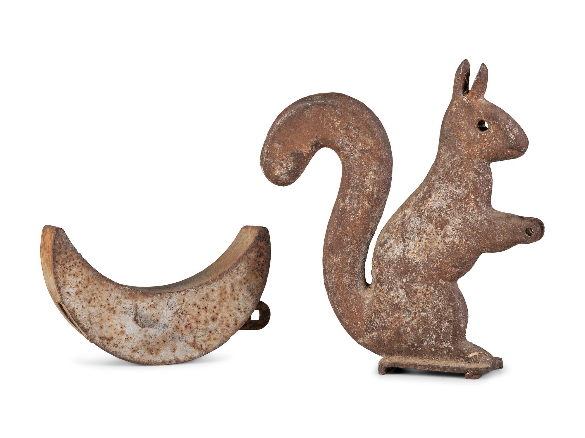 Two Figural Cast Iron Windmill Weights