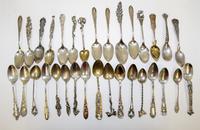 A Collection of American Silver Coffee Spoons, various makers, comprising souvenir spoons and others.