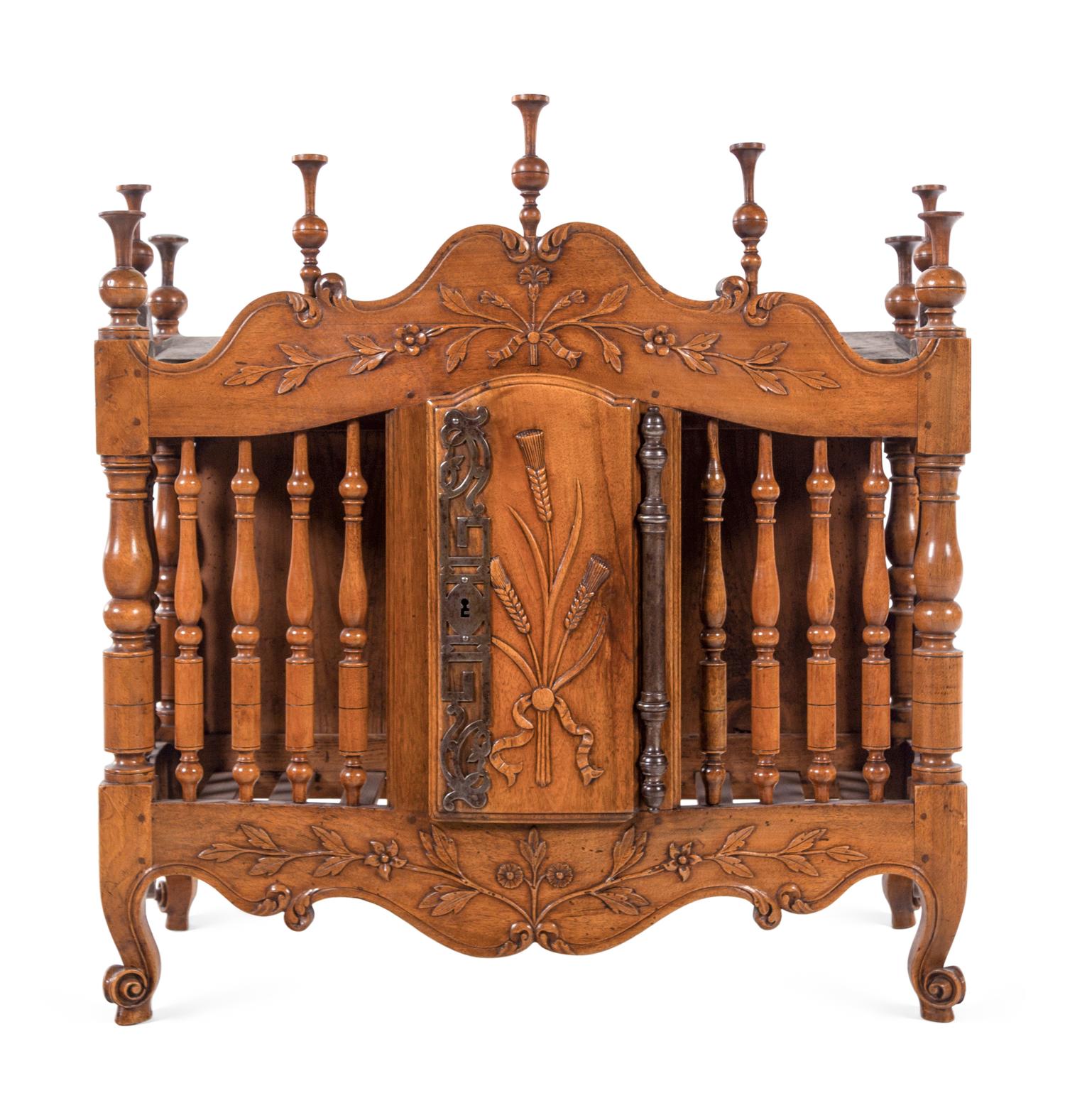 A French Provincial Walnut Panettiere and Dough Box on Stand