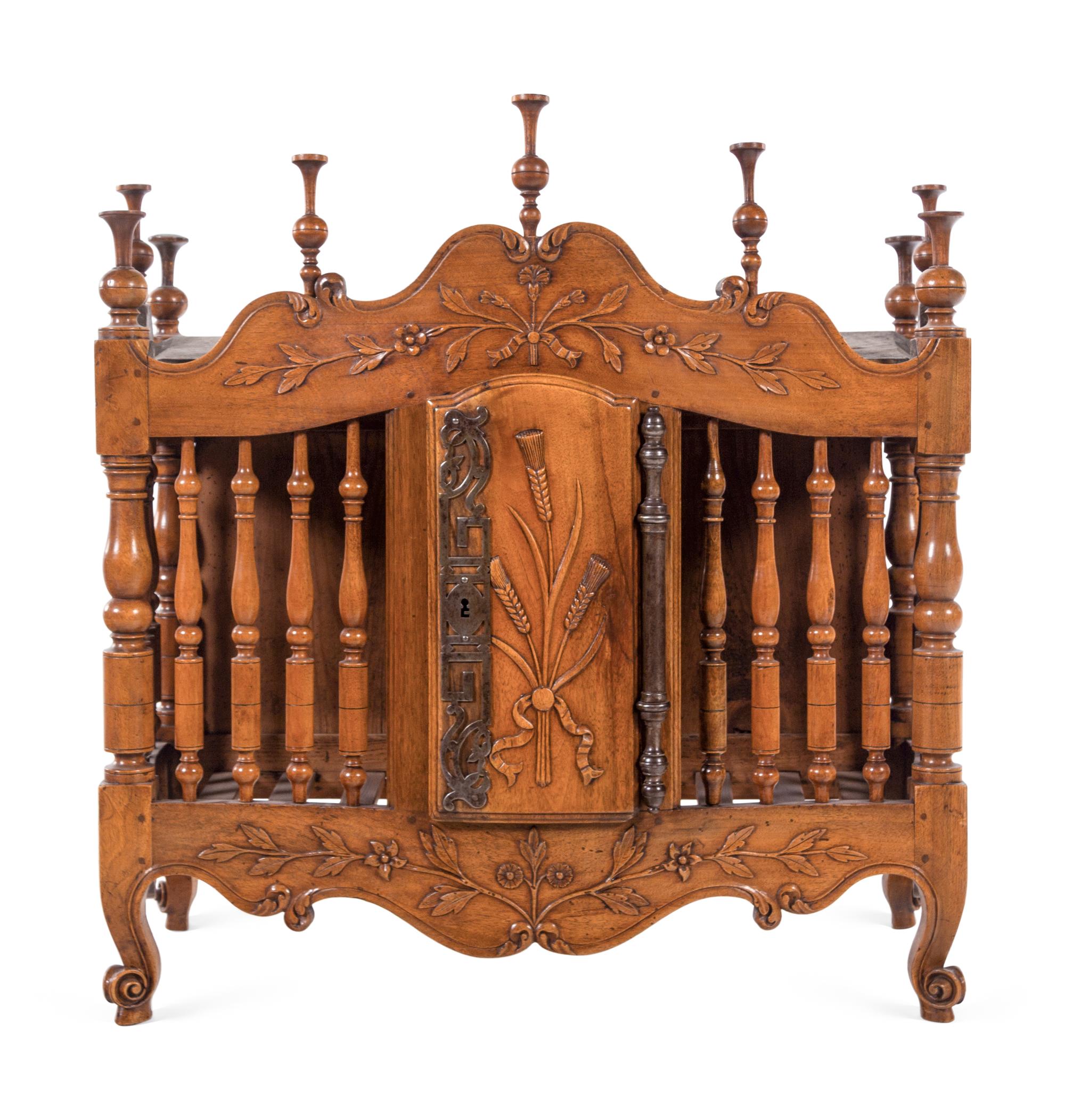 A French Provincial Walnut Panettiere and Dough Box on Stand