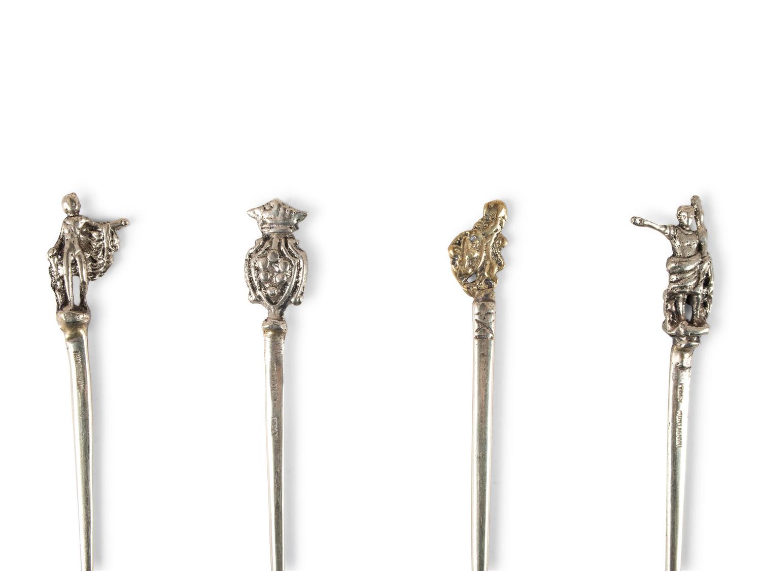 A Group of Coin Silver and Enameled Flatware