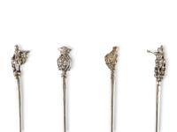 A Group of Coin Silver and Enameled Flatware