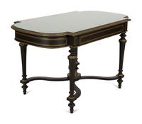 A Napoleon III Style Gilt-Bronze Mounted Ebonized Center Table