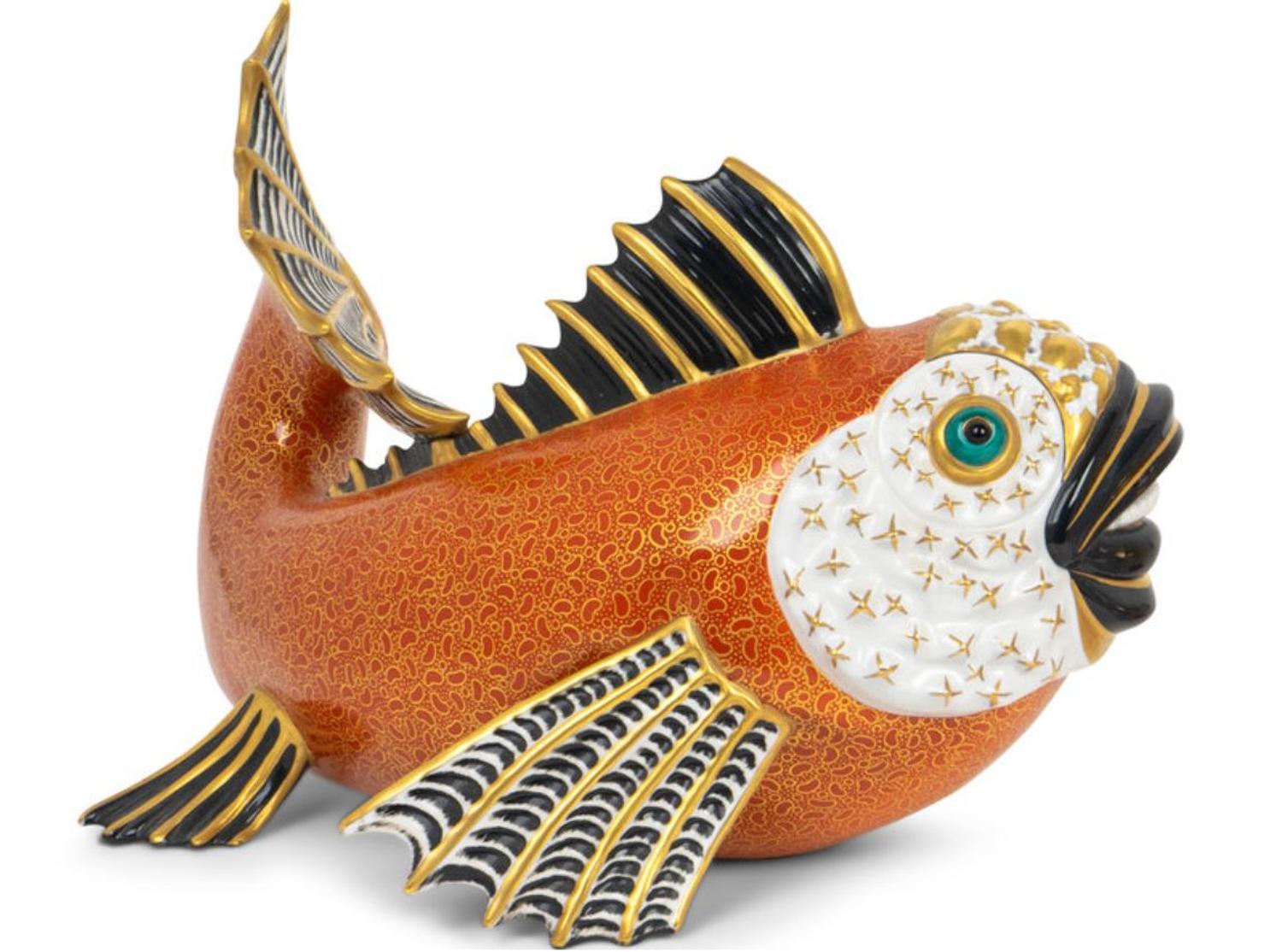 A Large Porcelain Model of a Carp by Mangani for Oggetti — 20TH CENTURY