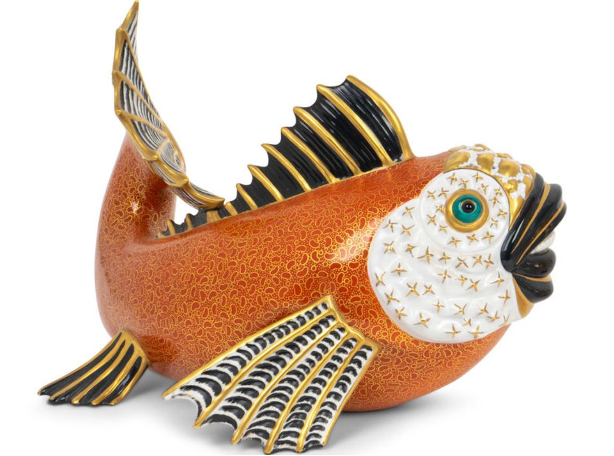 A Large Porcelain Model of a Carp by Mangani for Oggetti — 20TH CENTURY