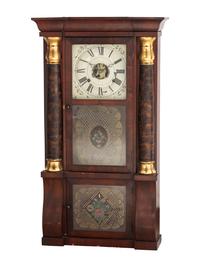 An American Classical Mahogany Eglomise Mantel Clock
