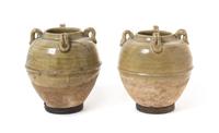 A Pair of Green Glazed Pottery Jars — SUI-TANG DYNASTY