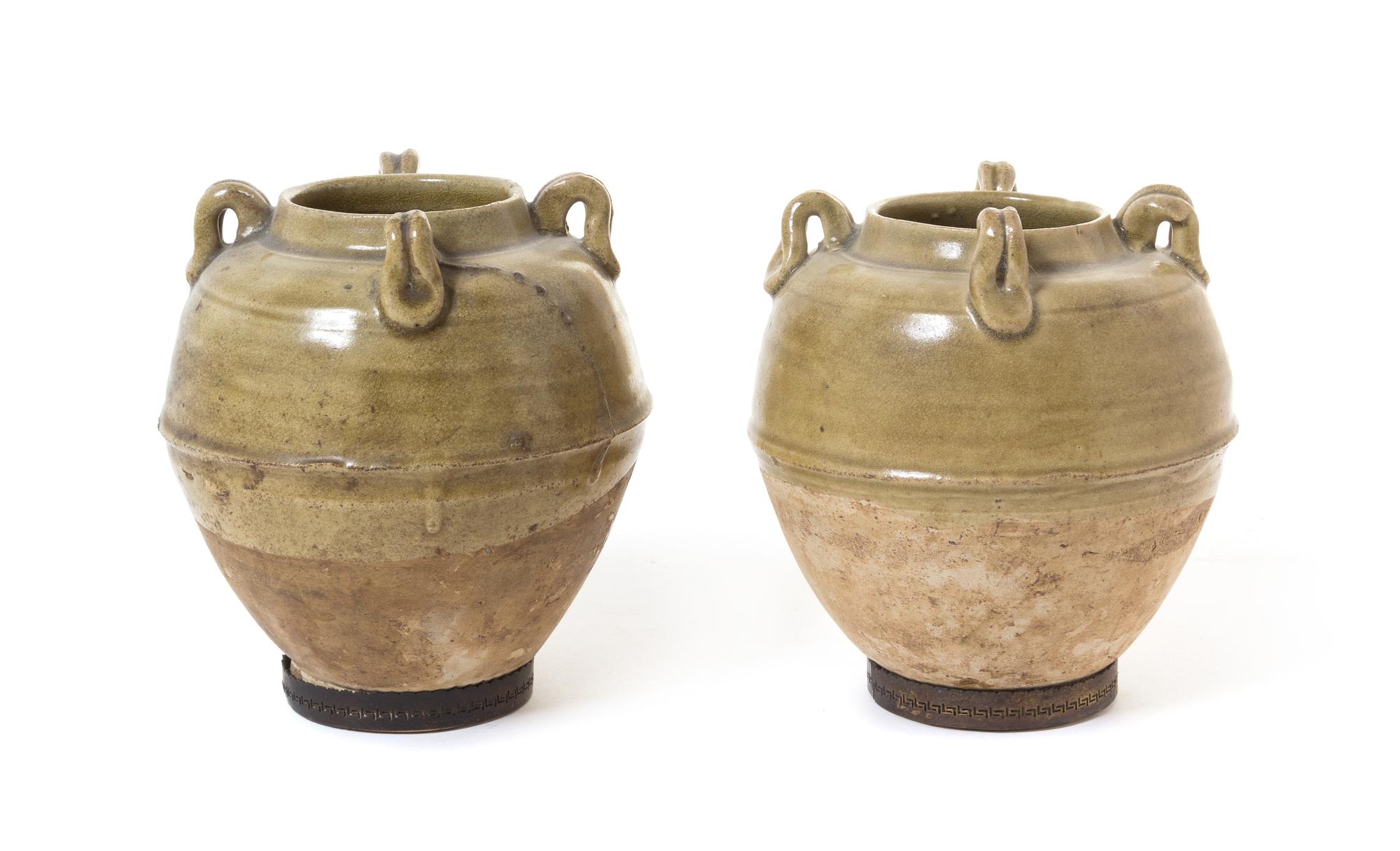 A Pair of Green Glazed Pottery Jars — SUI-TANG DYNASTY