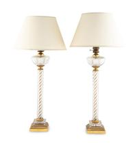 A Pair of Molded Glass Table Lamps