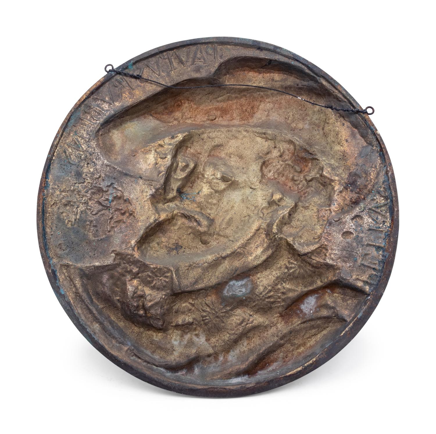 A Continental Patinated Metal Plaque Depicting Peter Paul Rubens