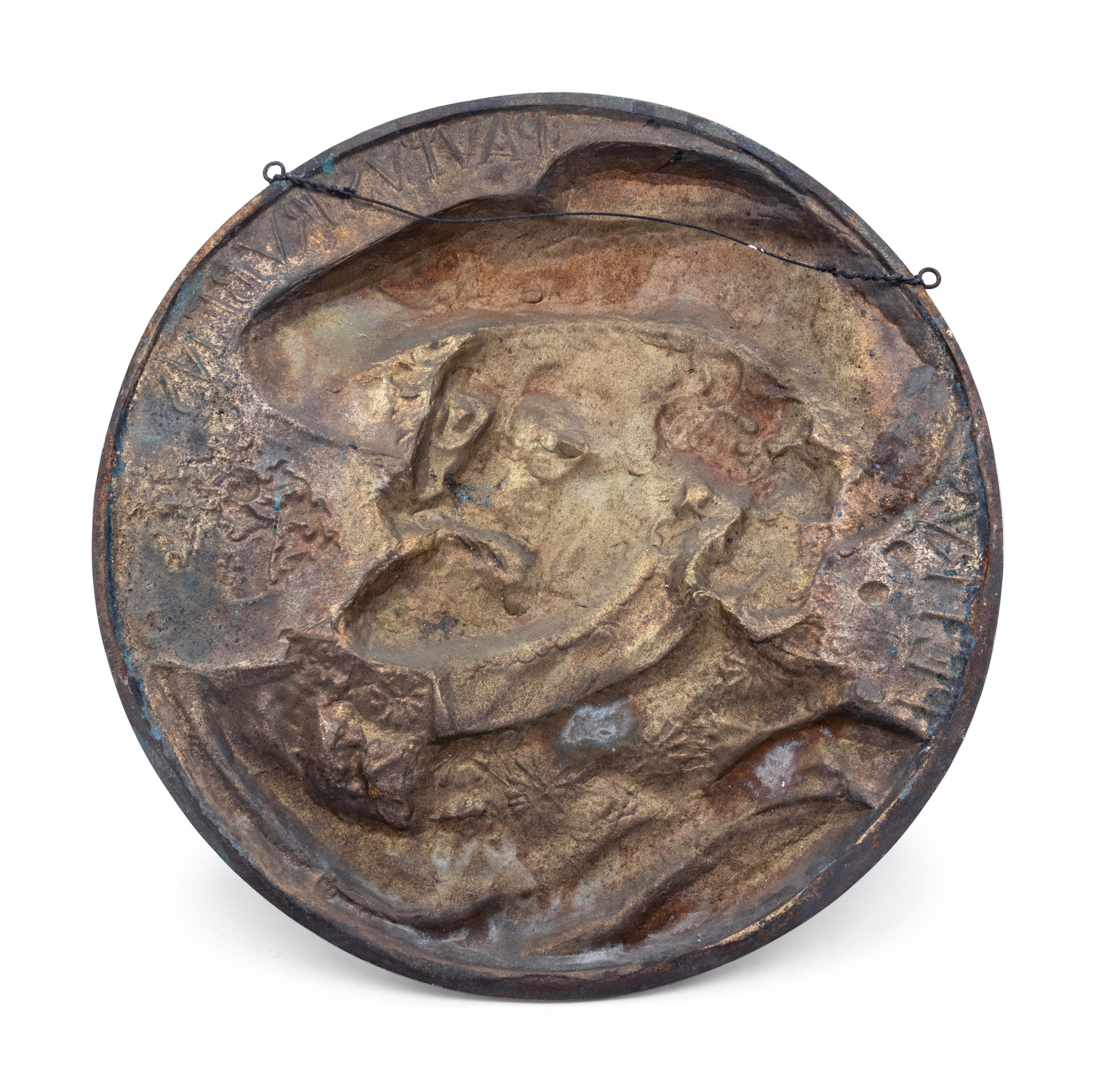 A Continental Patinated Metal Plaque Depicting Peter Paul Rubens
