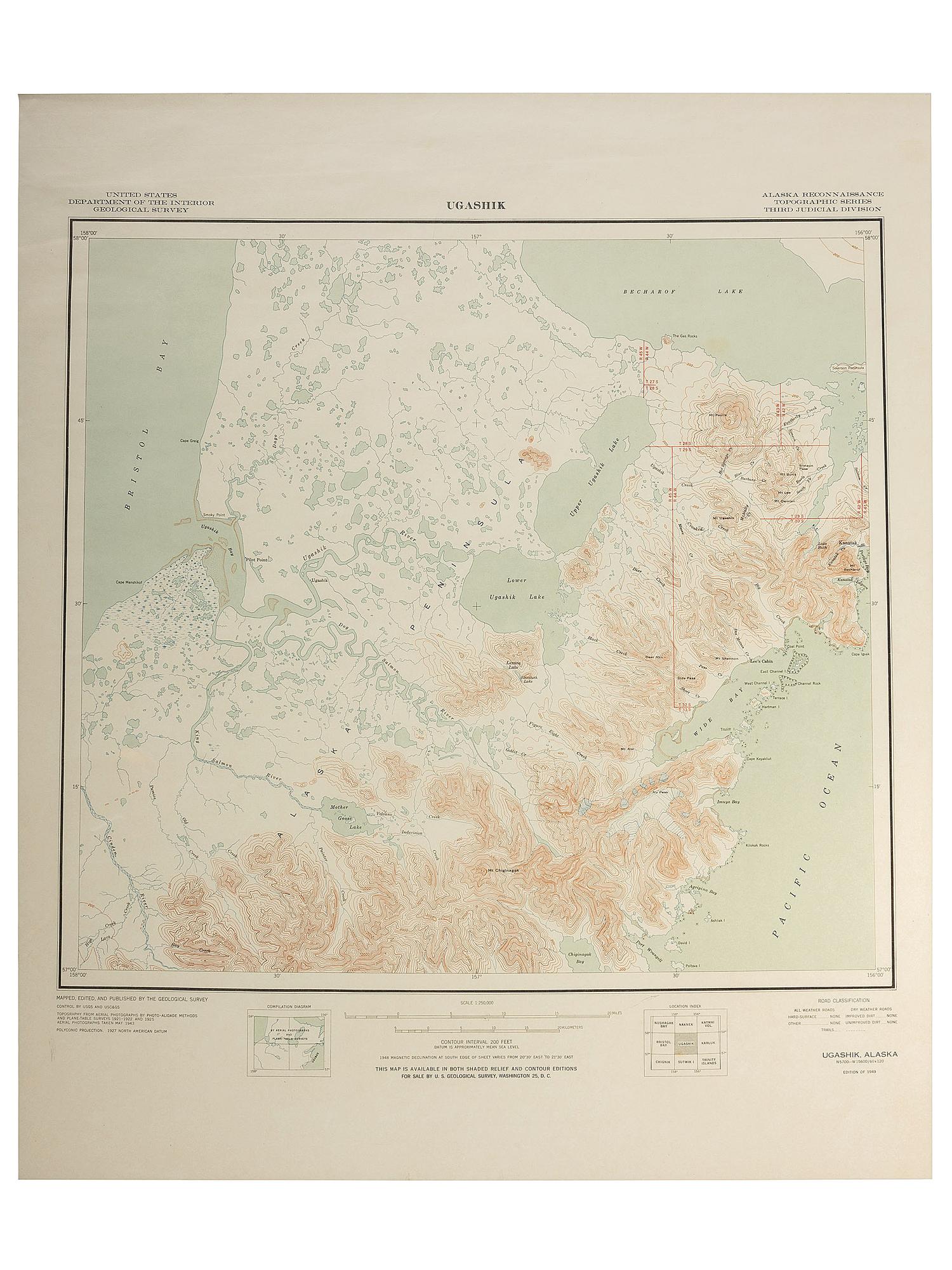 [MAPS]. A group of 11 US Geological survey maps of Alaska.