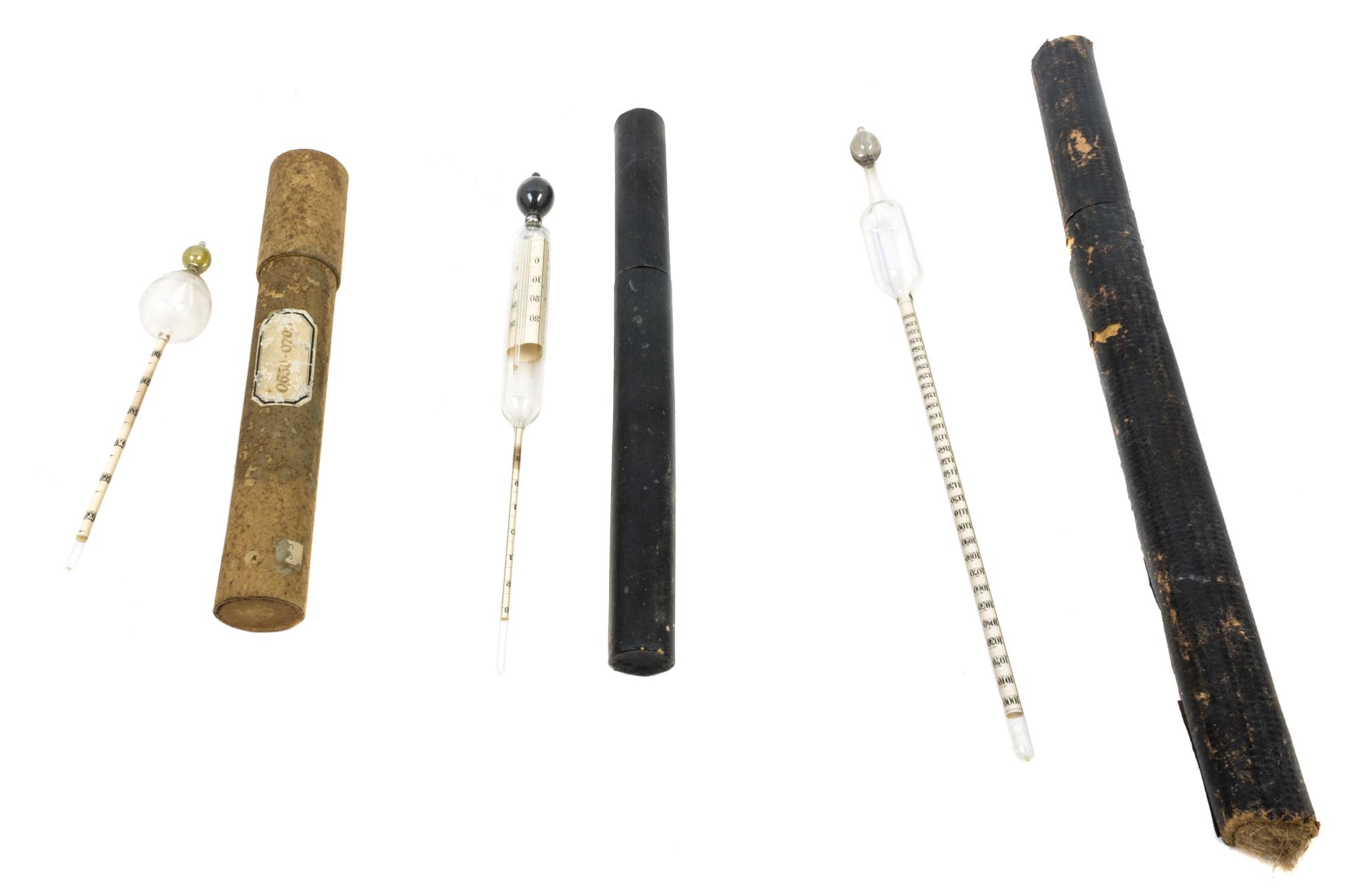 Two German Glass Hydrometers Length of longer 14 1/2 inches. — LATE 19TH/EARLY 20TH CENTURY