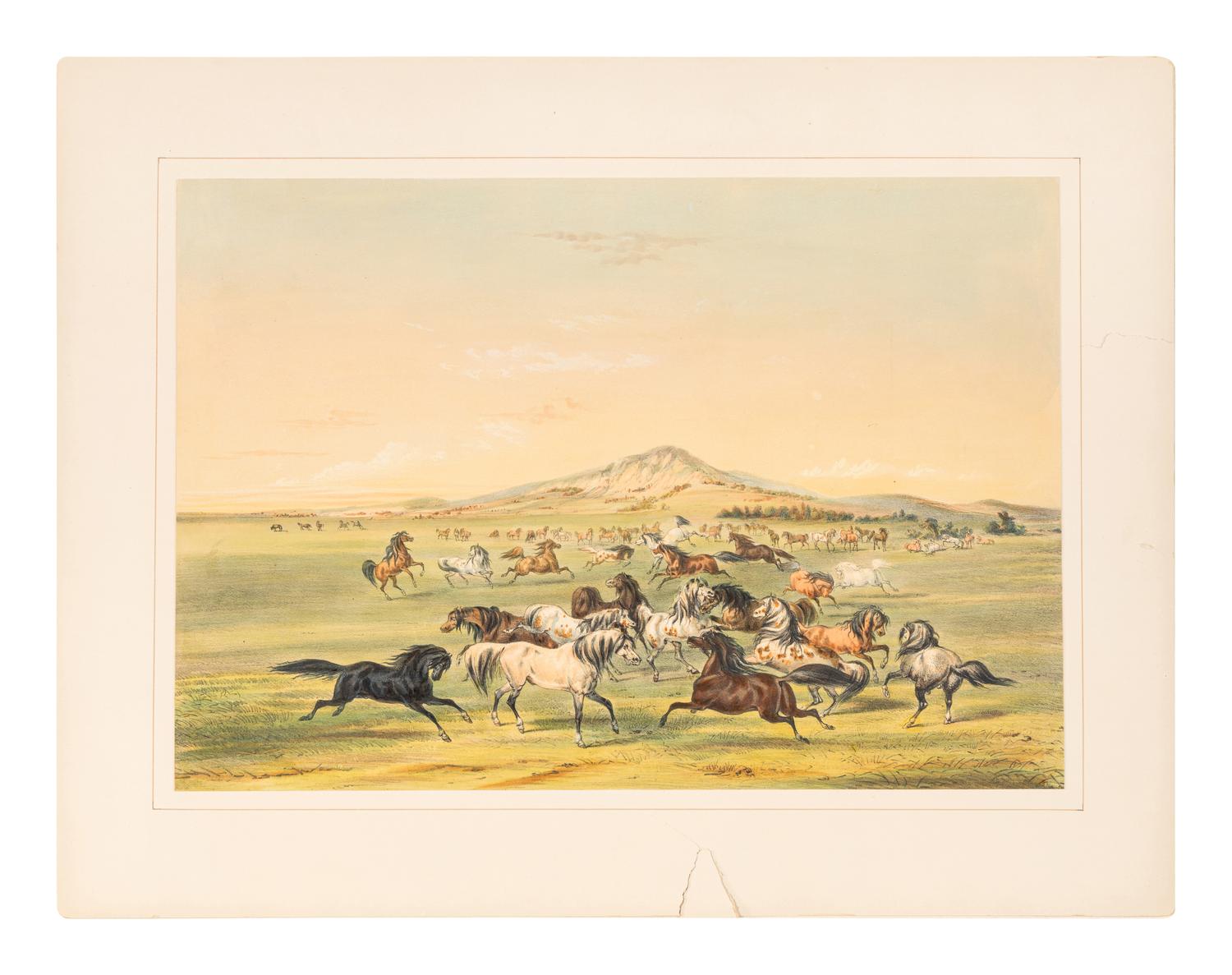 CATLIN, George (1796-1872). Catlin's North American Indian Portfolio. Hunting Scenes and Amusements of the Rocky Mountains and Prairies of America. London: Geo. Catlin/Piccadilly Place, 1844 [but Chatto & Windus, 1875].