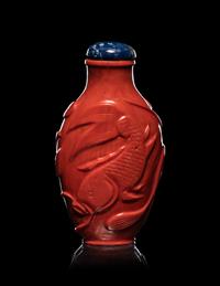 A Chinese Carved Red Coral Snuff Bottle