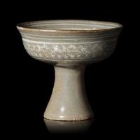 A Korean Buncheong Stem Cup, 14th/15th Century 十四-十五世紀 高麗粉青沙器高足杯