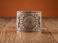 Navajo Heavily Stamped Silver Cuff Bracelet