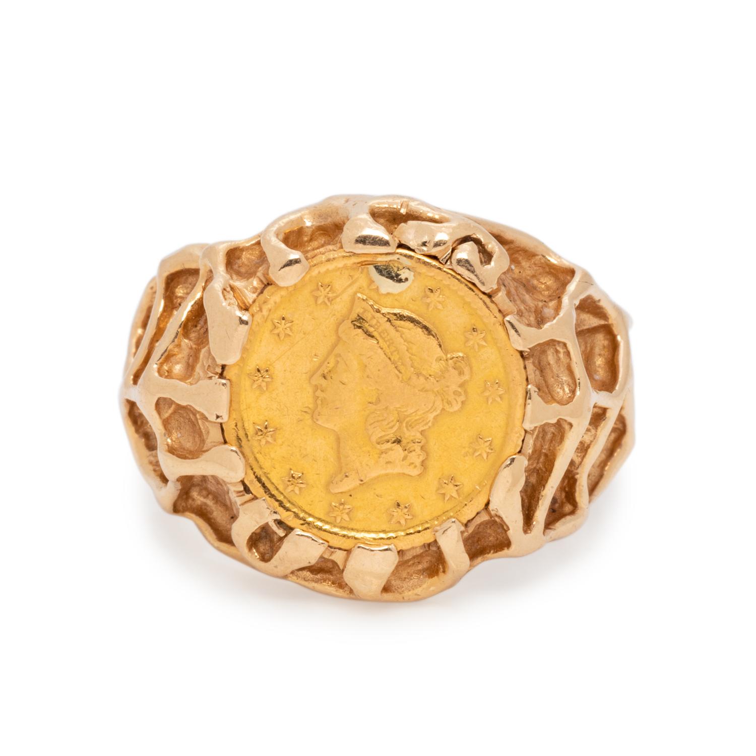 YELLOW GOLD, U.S. $1 LIBERTY COIN RING