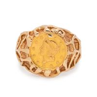 YELLOW GOLD, U.S. $1 LIBERTY COIN RING