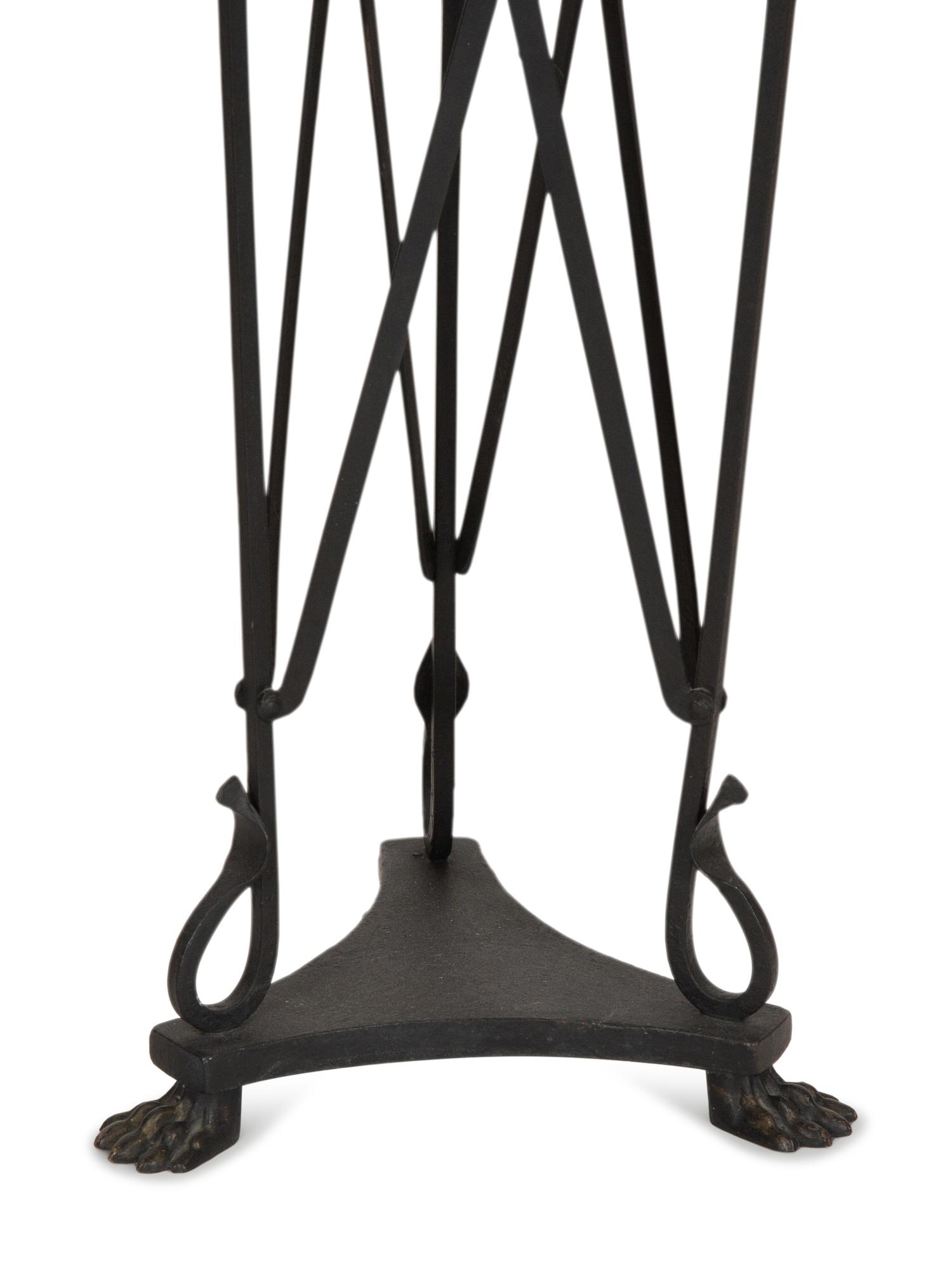 A Pair of Neoclassical Style Marble Top Patinated Metal Athéniennes