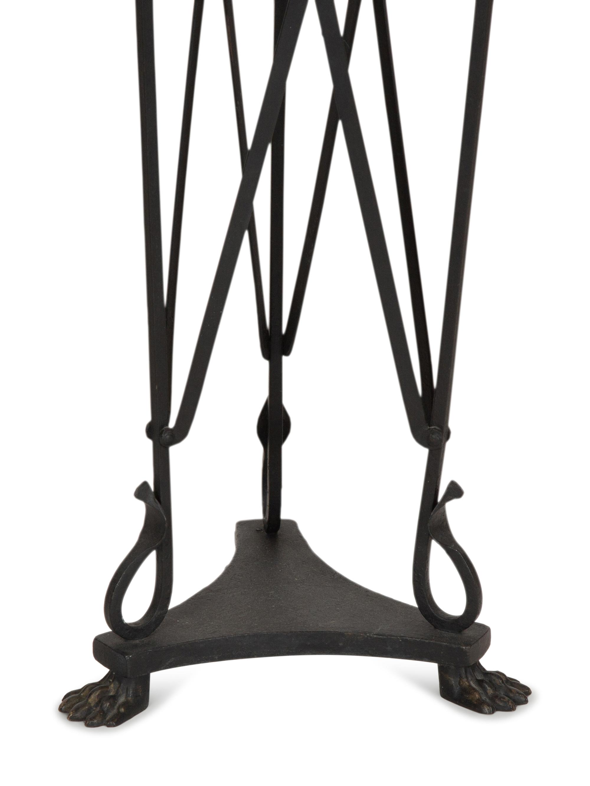 A Pair of Neoclassical Style Marble Top Patinated Metal Athéniennes
