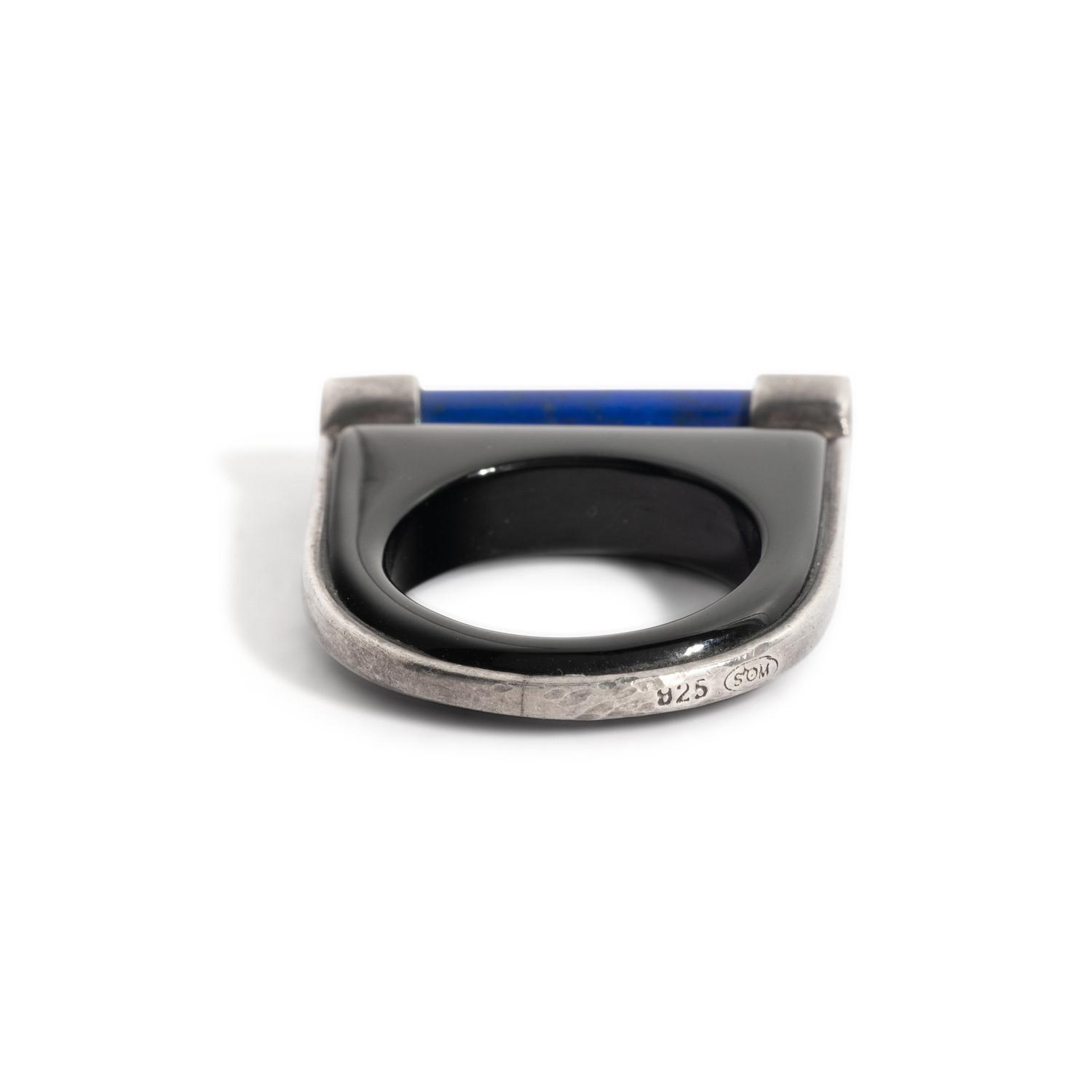 ART MODERNE, SILVER AND LAPIS RING