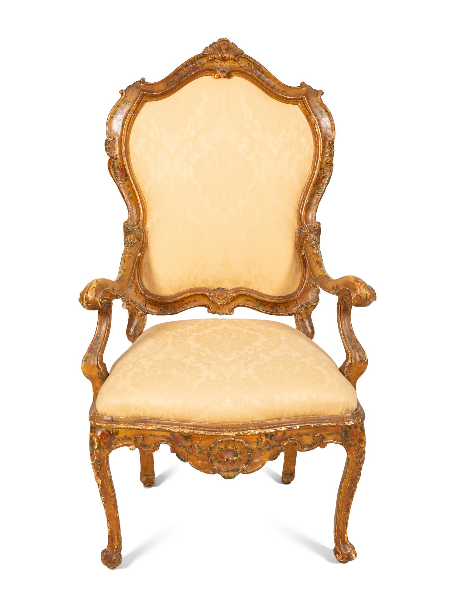 An Italian Rococo Painted Armchair
