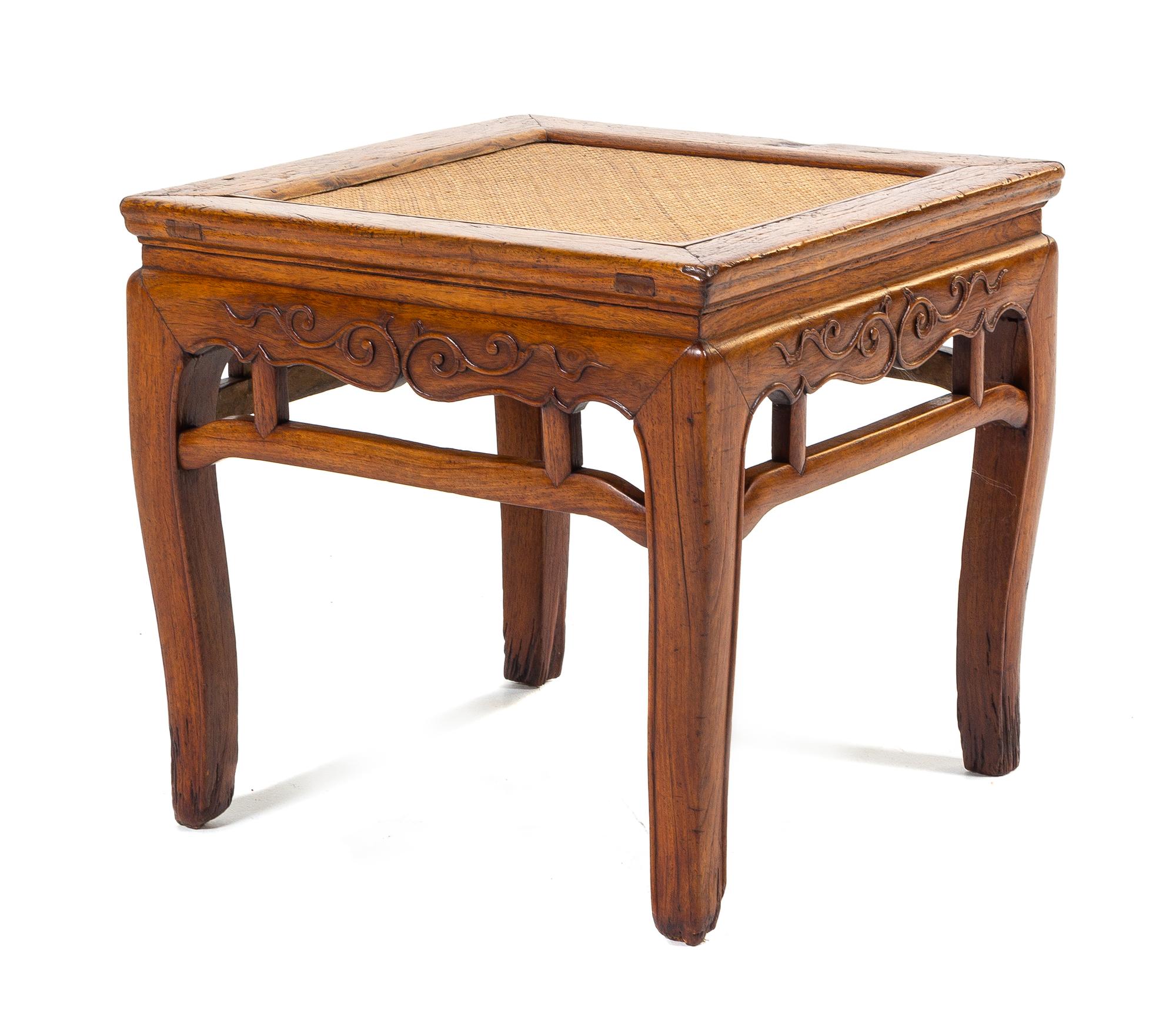 A Chinese Huanghuali Square Stool, Fangdeng Height 16 3/4 x width 18 5/8 x depth 18 5/8 inches. — MING DYNASTY, LIKELY 17TH CENTURY