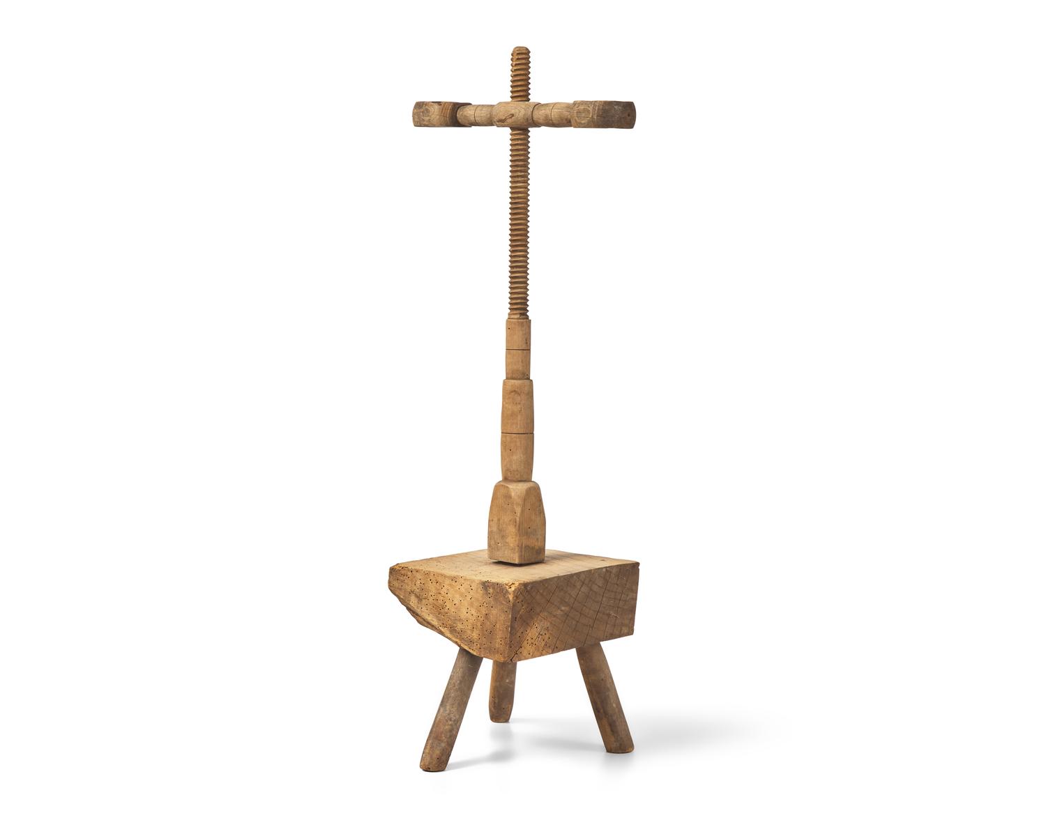 An Adjustable Double Maple, Hickory and Oak Candlestand
