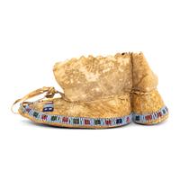 Northern Plains Adult and Child's Beaded Hide Moccasins
