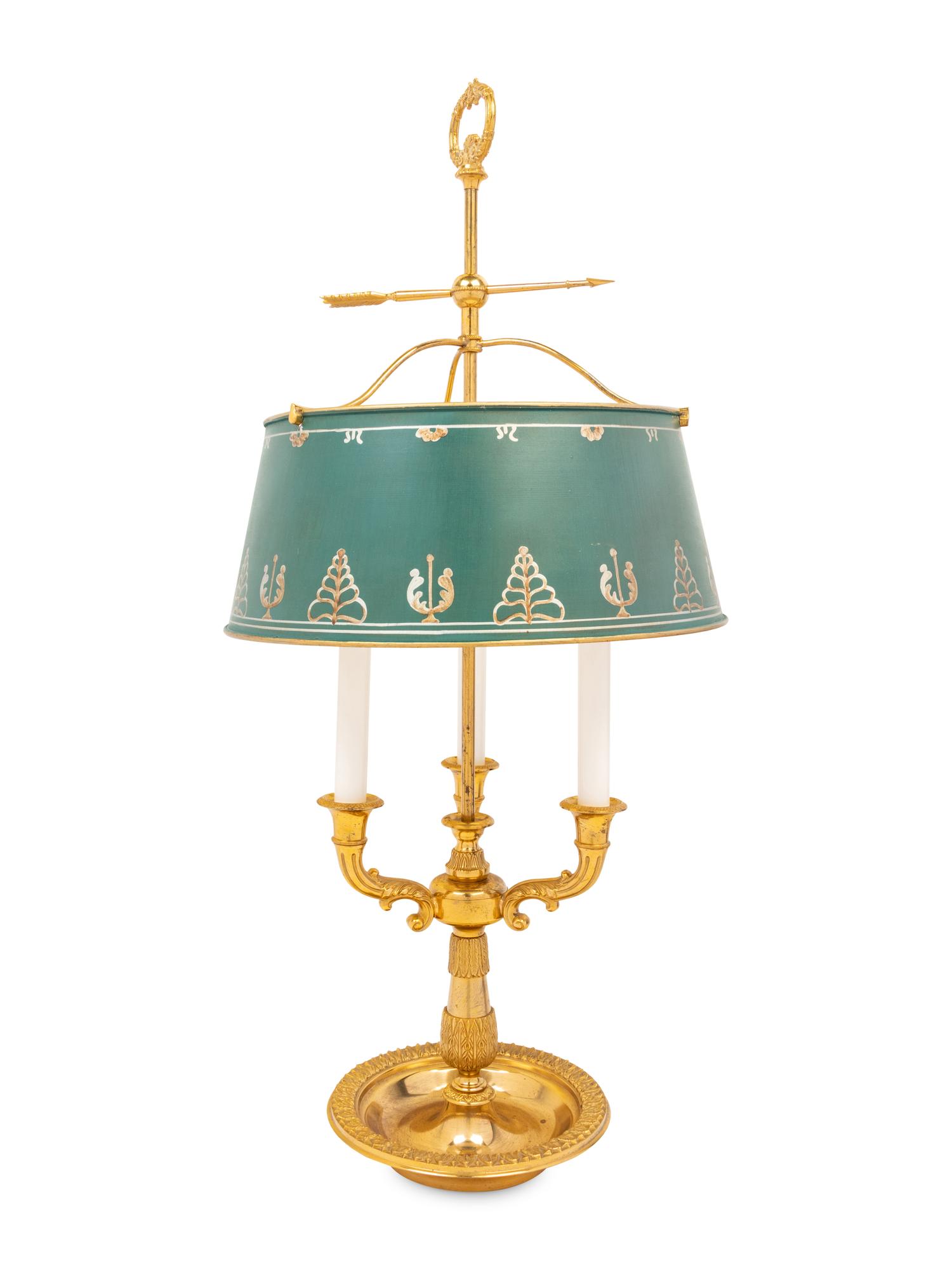 An Empire Style Brass Bouillotte Lamp