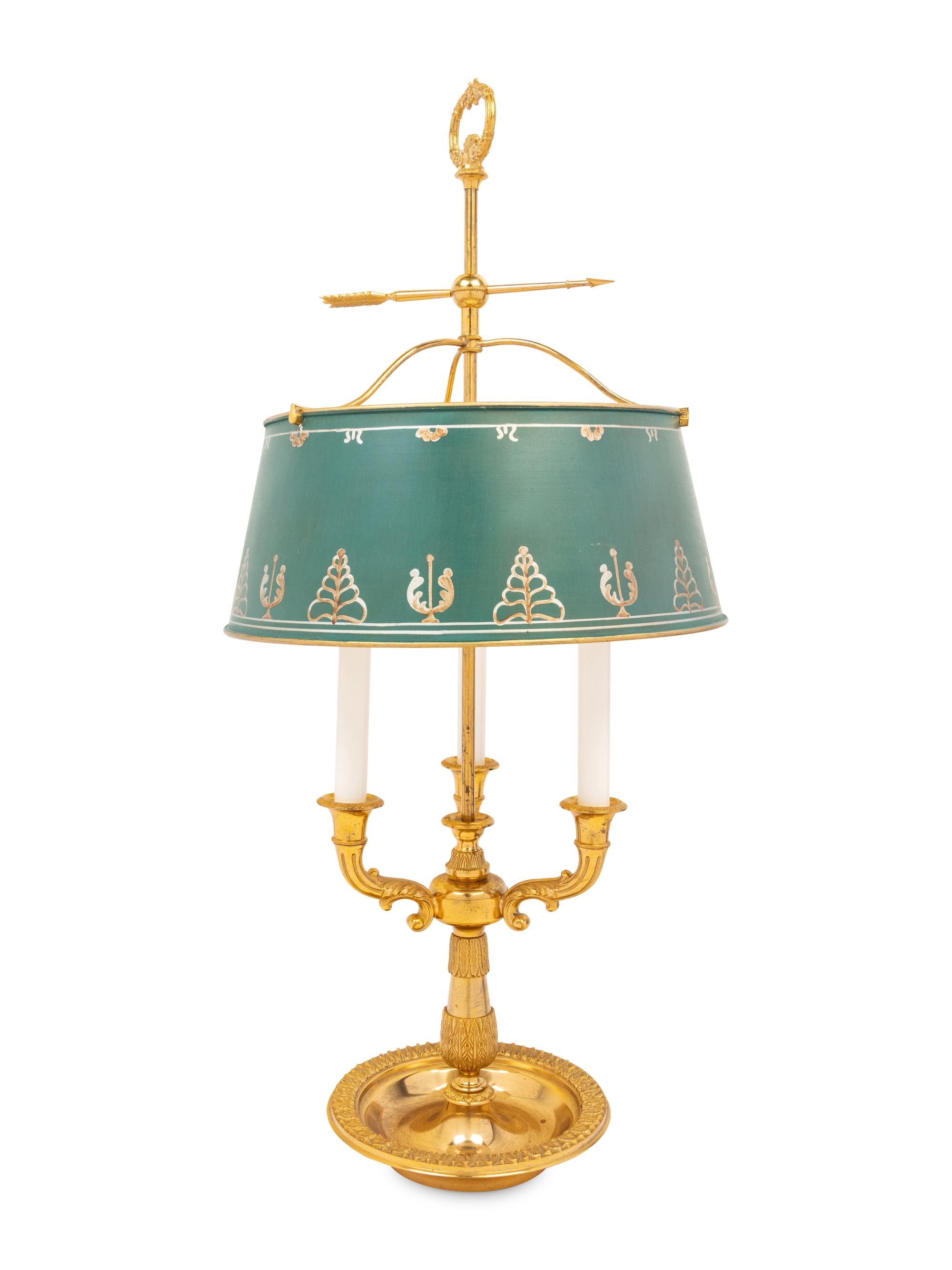 An Empire Style Brass Bouillotte Lamp
