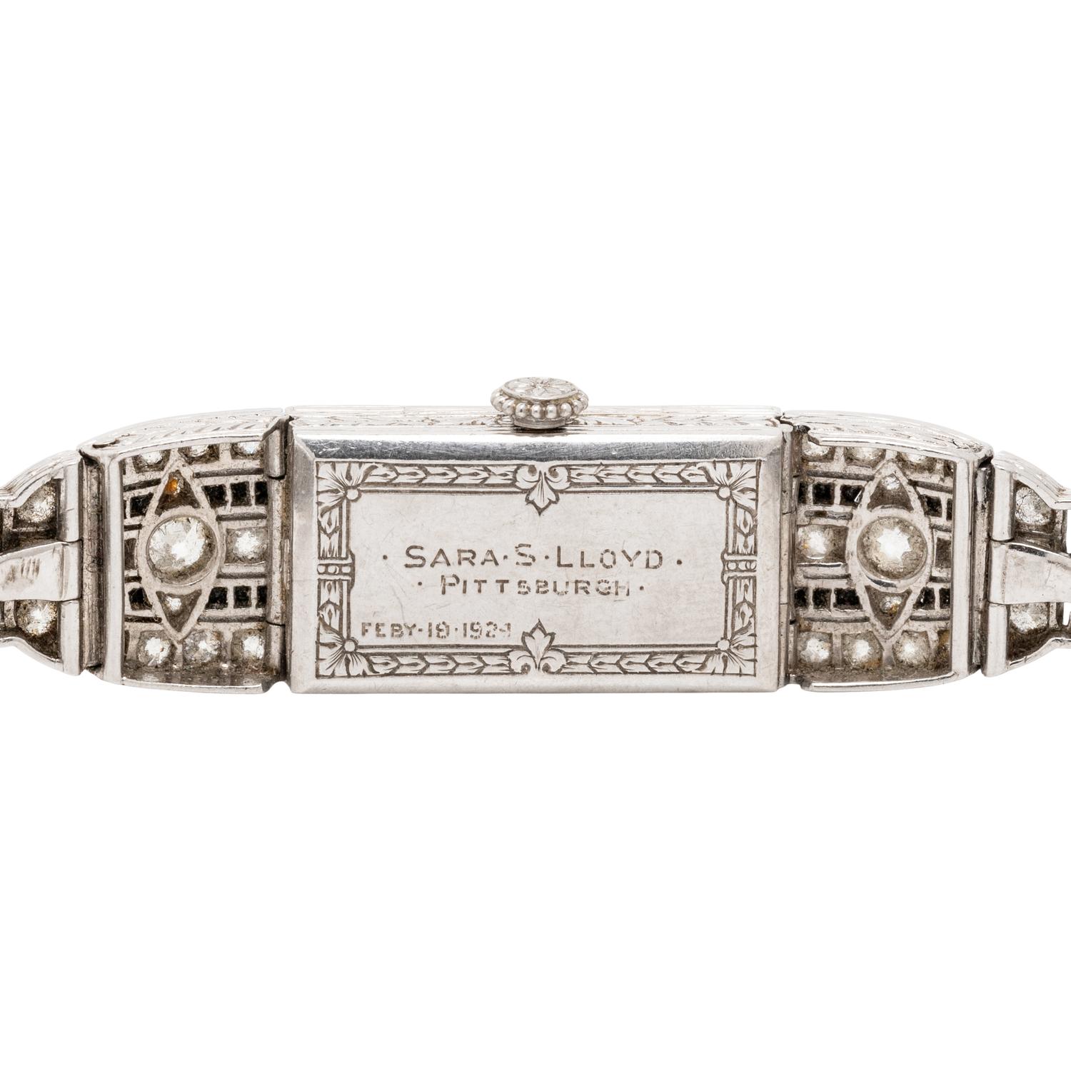 ART DECO, PLATINUM, DIAMOND, AND ONYX WATCH