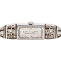 ART DECO, PLATINUM, DIAMOND, AND ONYX WATCH