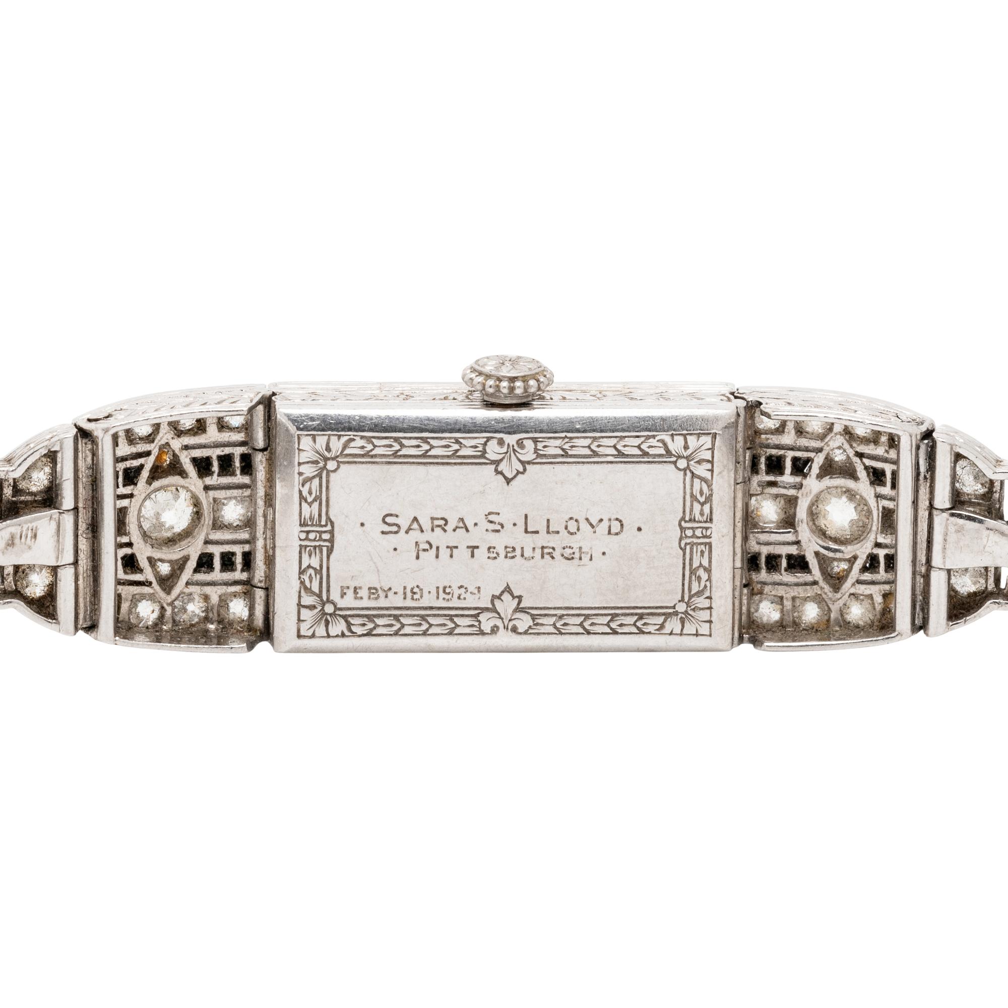 ART DECO, PLATINUM, DIAMOND, AND ONYX WATCH