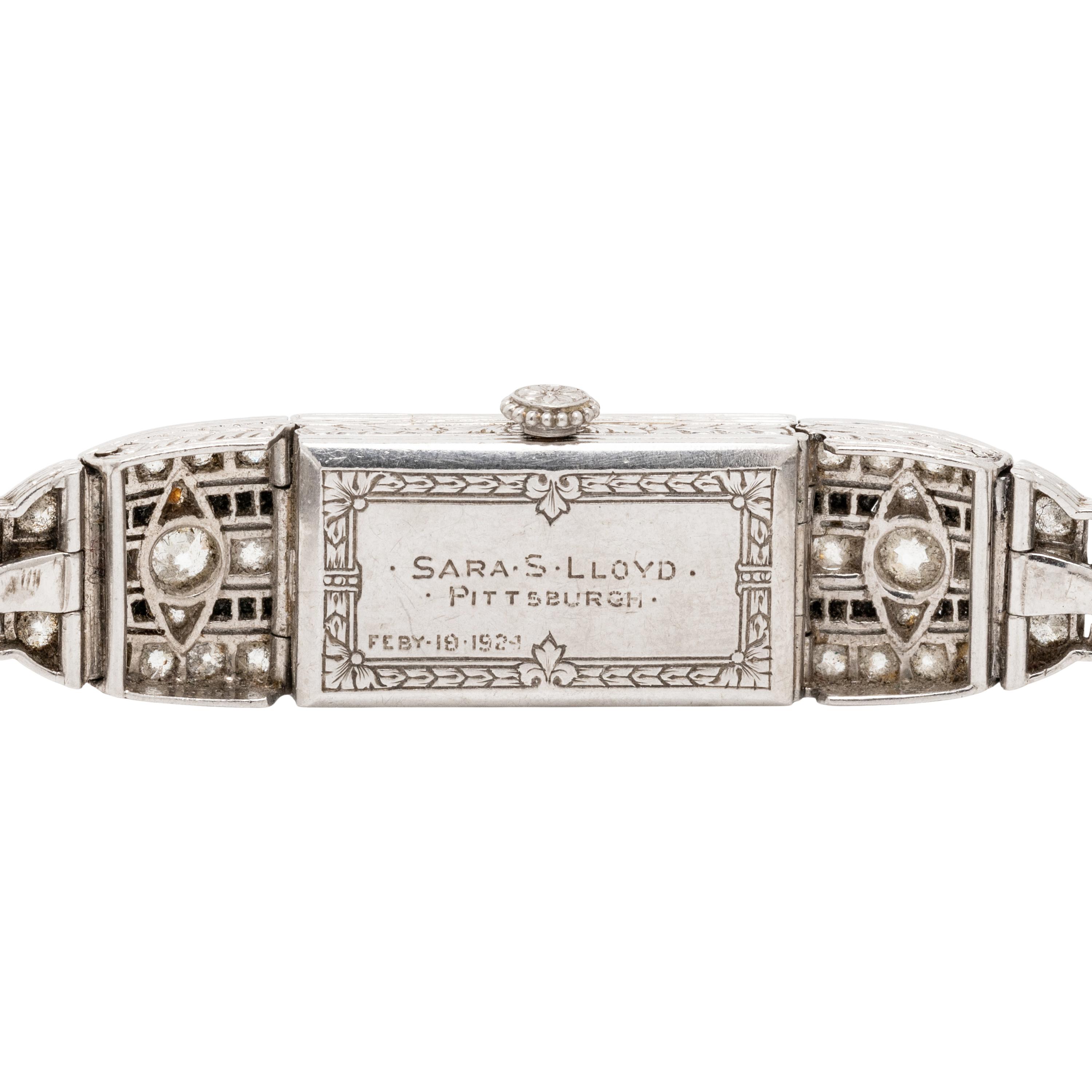 ART DECO, PLATINUM, DIAMOND, AND ONYX WATCH