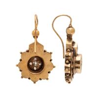 ETRUSCAN REVIVAL, YELLOW GOLD AND DIAMOND EARRINGS