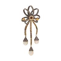 DIAMOND AND CULTURED PEARL BROOCH