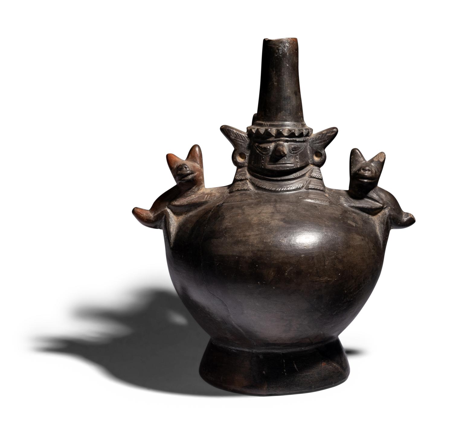 A Sican Blackware Stirrup Vessel