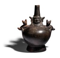A Sican Blackware Stirrup Vessel