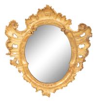 A Italian Giltwood Cartouche Form Mirror