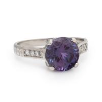Synthetic Alexandrite, Diamond, and Platinum Ring