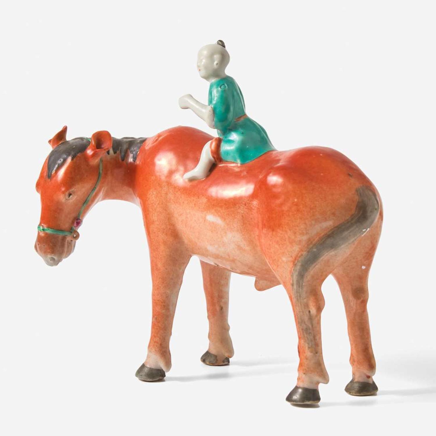 A Chinese export porcelain figure of a boy mounted on a horse 童子騎馬瓷塑 Qianlong to Jiaqing period ? ?????