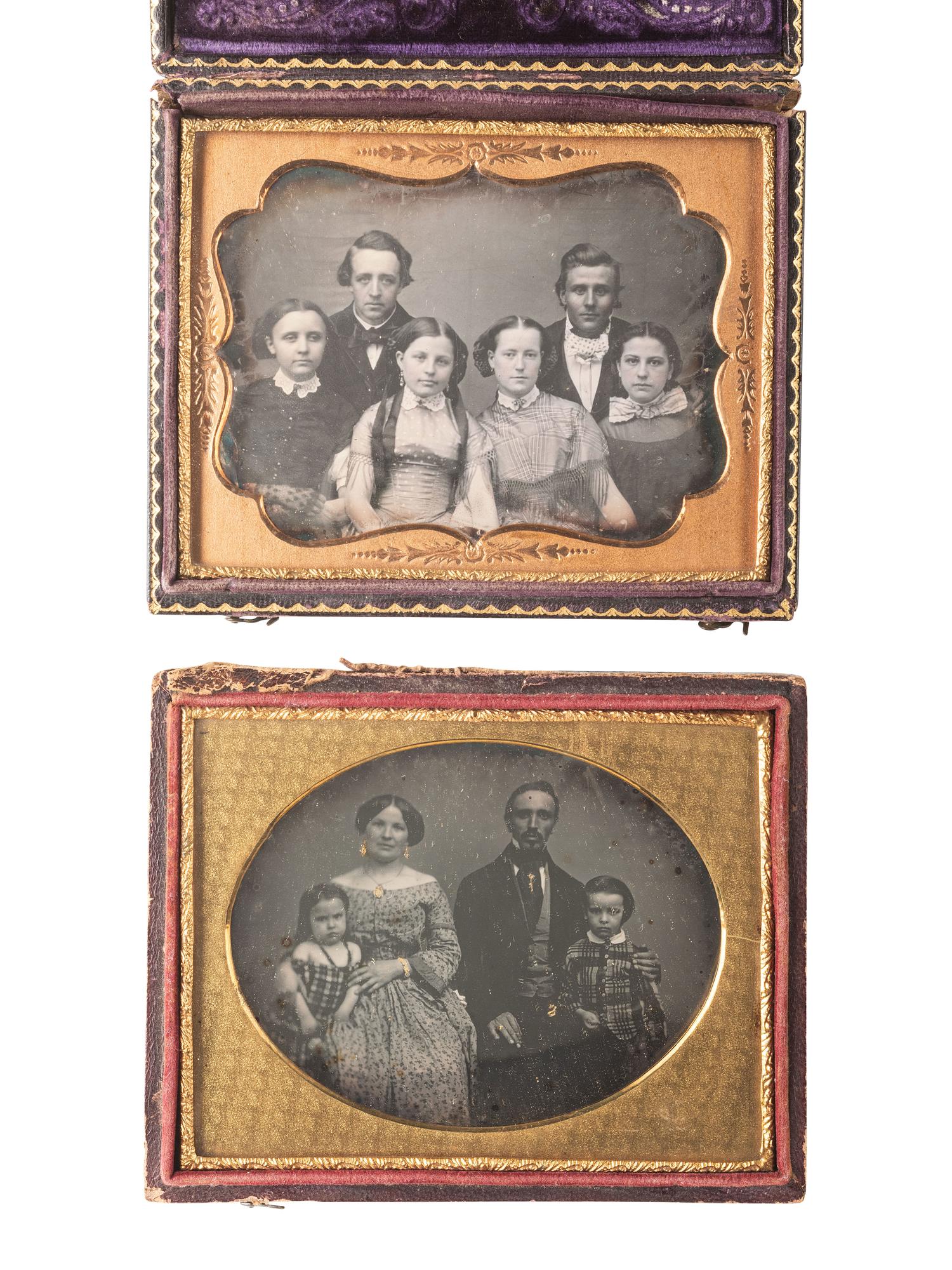 [EARLY PHOTOGRAPHY]. 5 lovely family and group portraits including 3 daguerreotype examples.