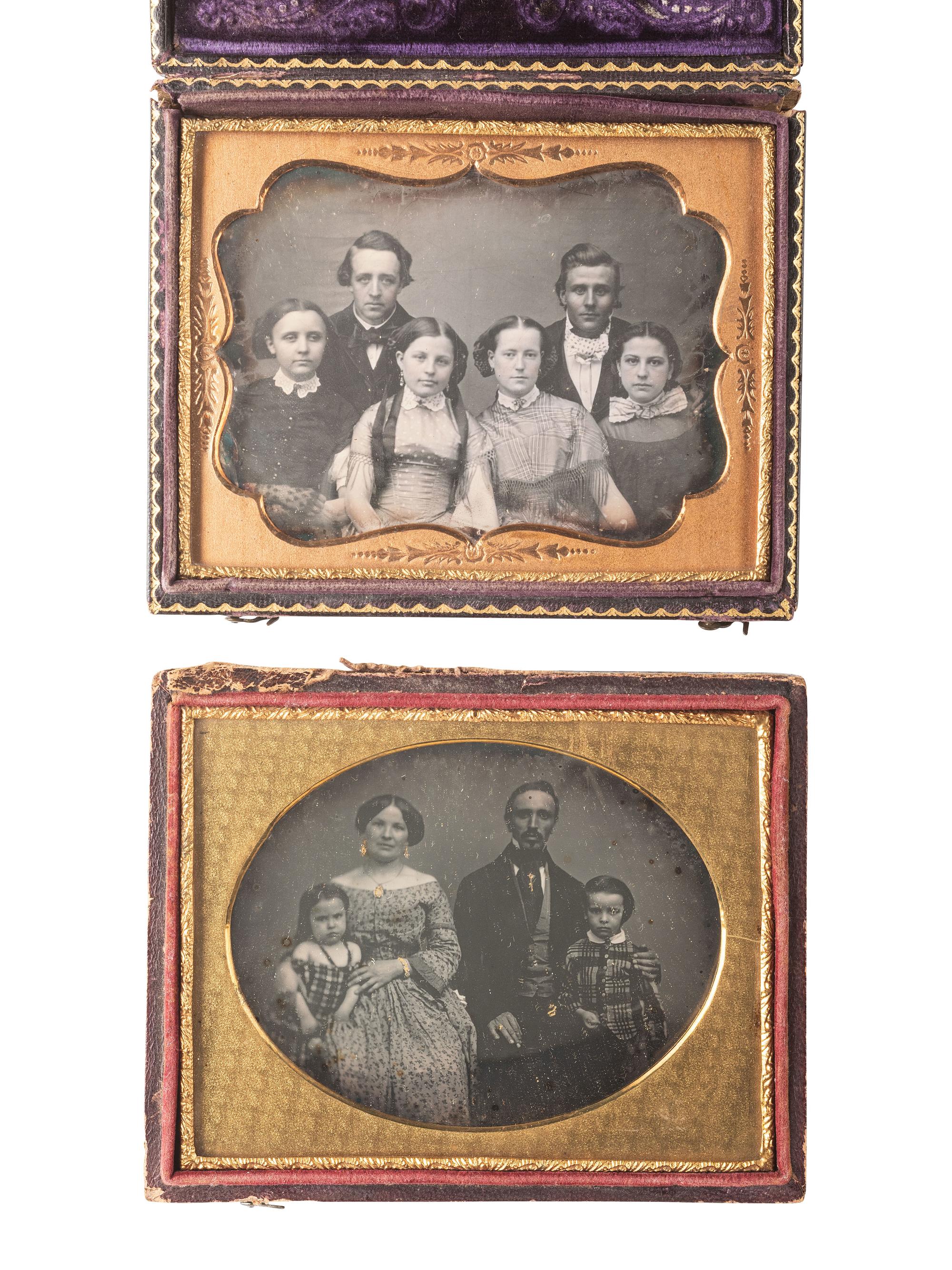 [EARLY PHOTOGRAPHY]. 5 lovely family and group portraits including 3 daguerreotype examples.
