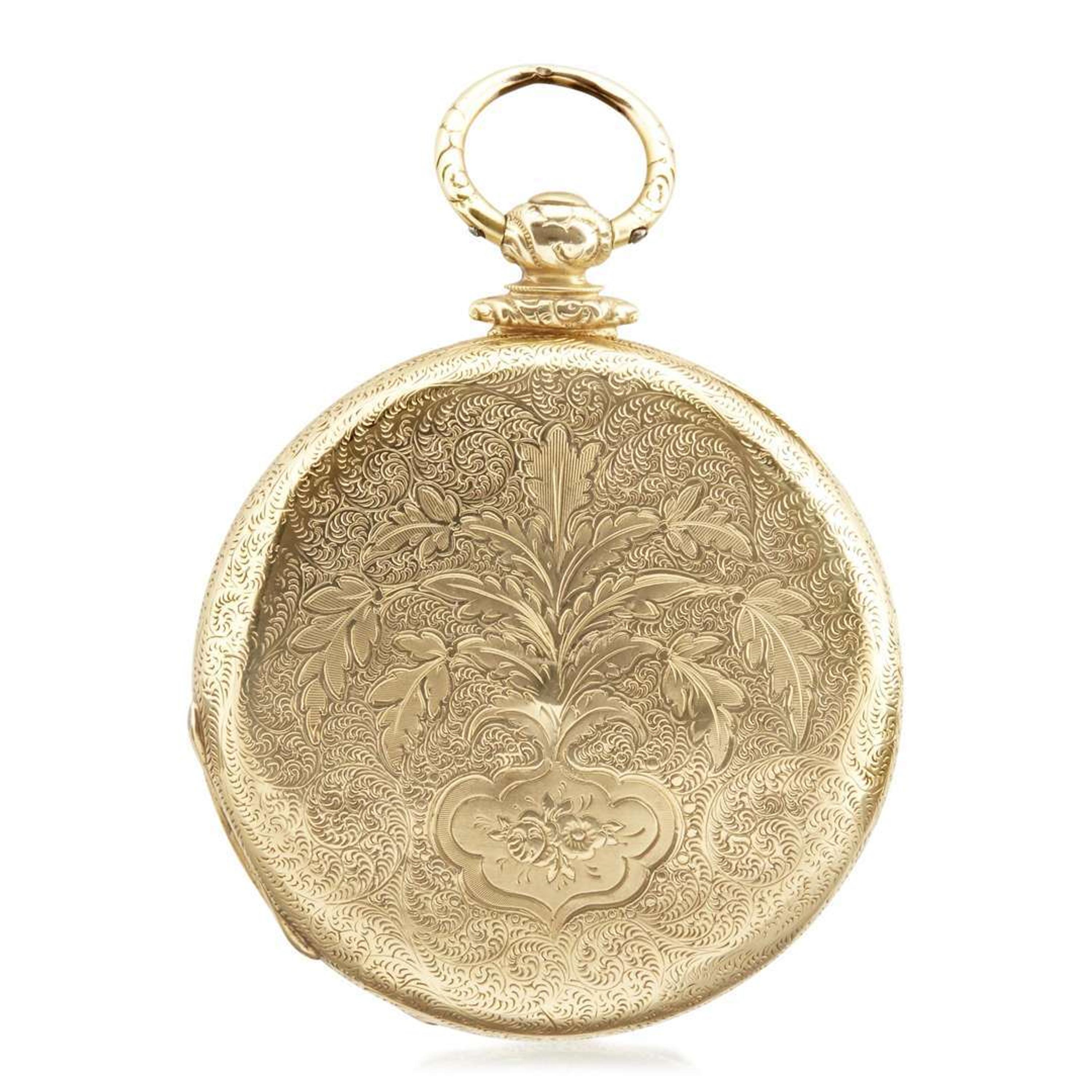 18 karat gold key-wind hunting case pocket watch Gabriel D. Clark, Baltimore, MD, first half 19th century