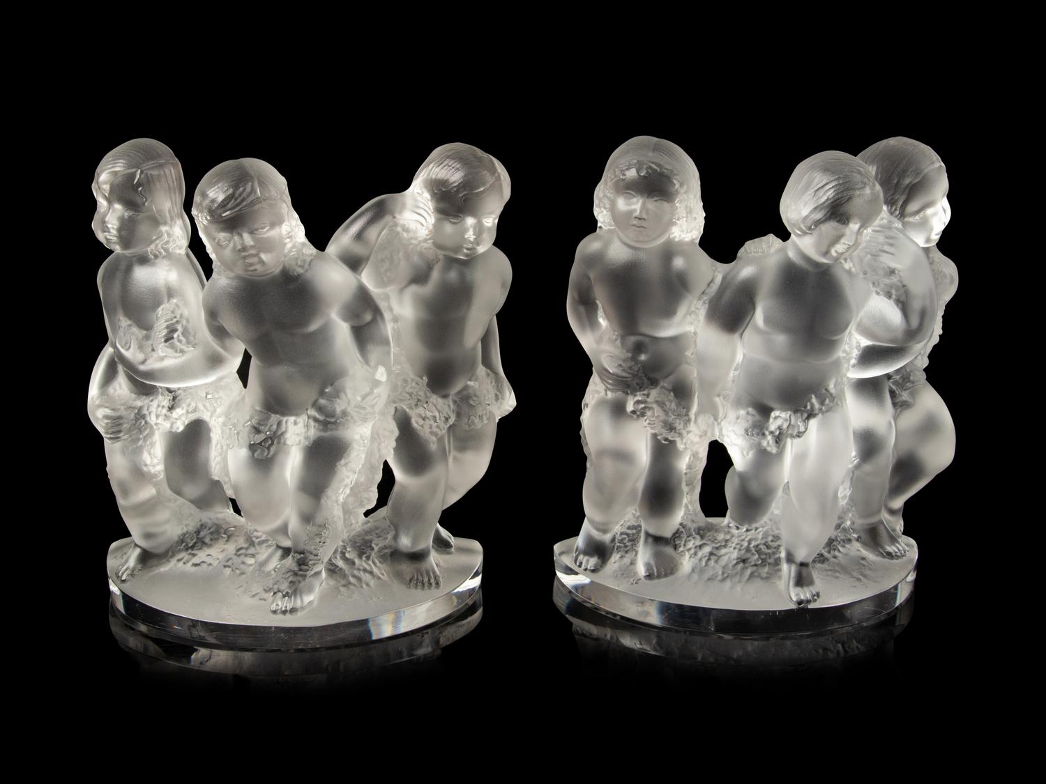 A Pair of Lalique Luxembourg Bookends