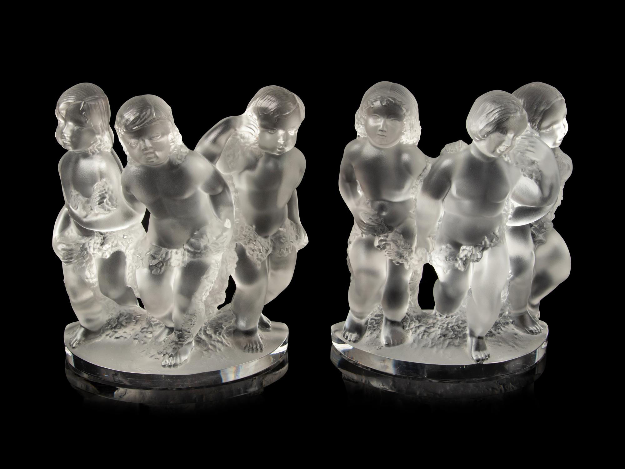 A Pair of Lalique Luxembourg Bookends