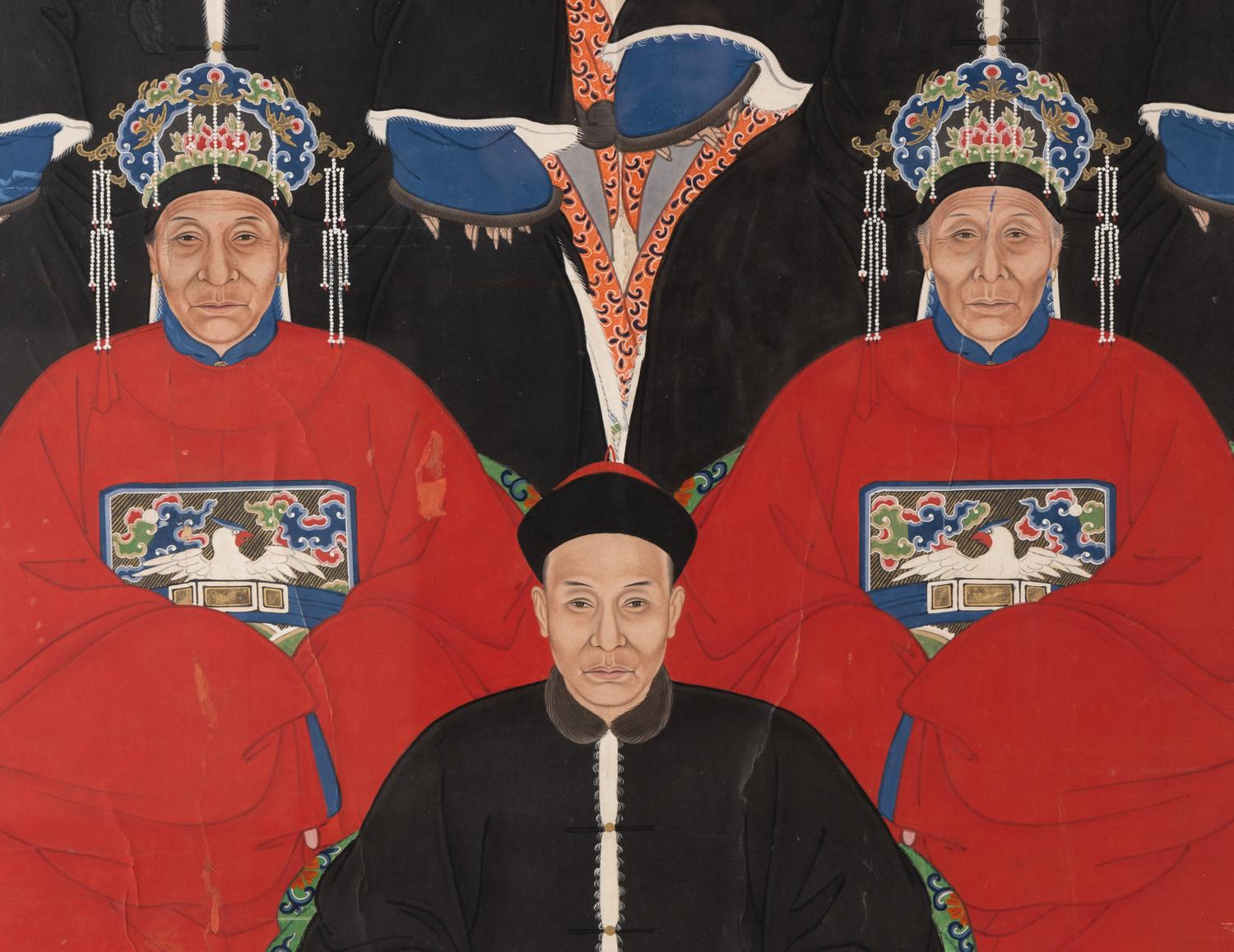 A Chinese Ink and Color Painting of Court Figures